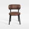 Vintage Brown Pu Leather Round Seat Chair Hotel Indoor Restaurant Lounge Spaces