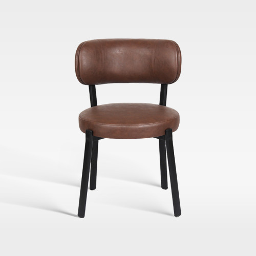 Vintage Brown Pu Leather Round Seat Chair Hotel Indoor Restaurant Lounge Spaces