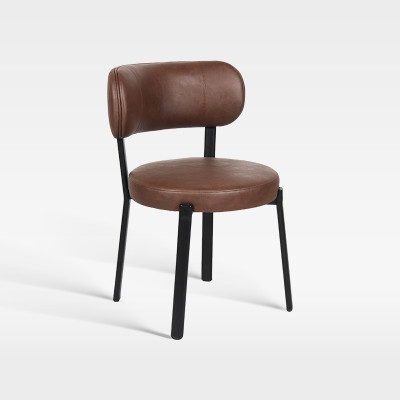 Vintage Brown Pu Leather Round Seat Chair Hotel Indoor Restaurant Lounge Spaces