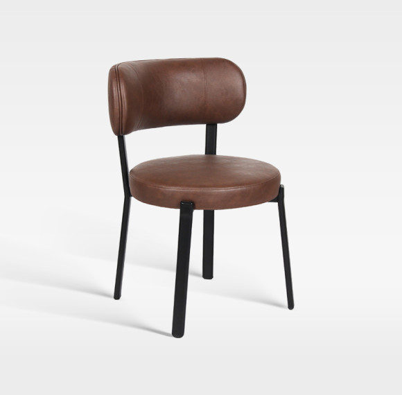 Vintage Brown Pu Leather Round Seat Chair Hotel Indoor Restaurant Lounge Spaces