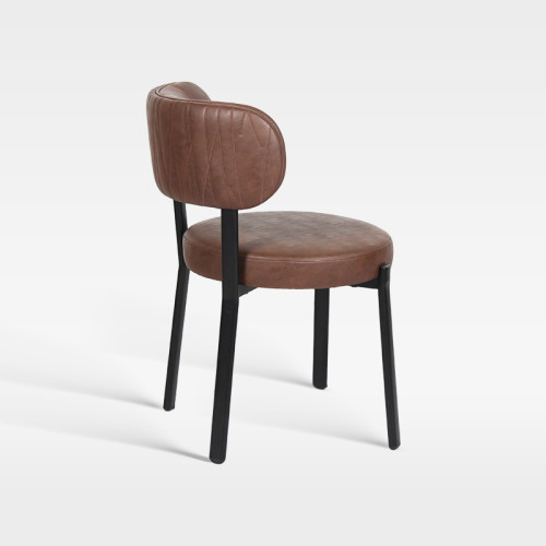 Vintage Brown Pu Leather Round Seat Chair Hotel Indoor Restaurant Lounge Spaces