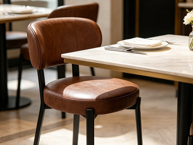 Vintage Brown PU Leather Round Seat Chair