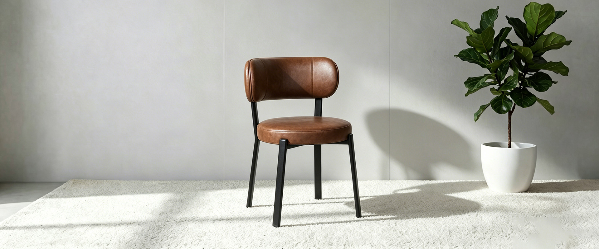 Vintage Brown PU Leather Round Seat Chair