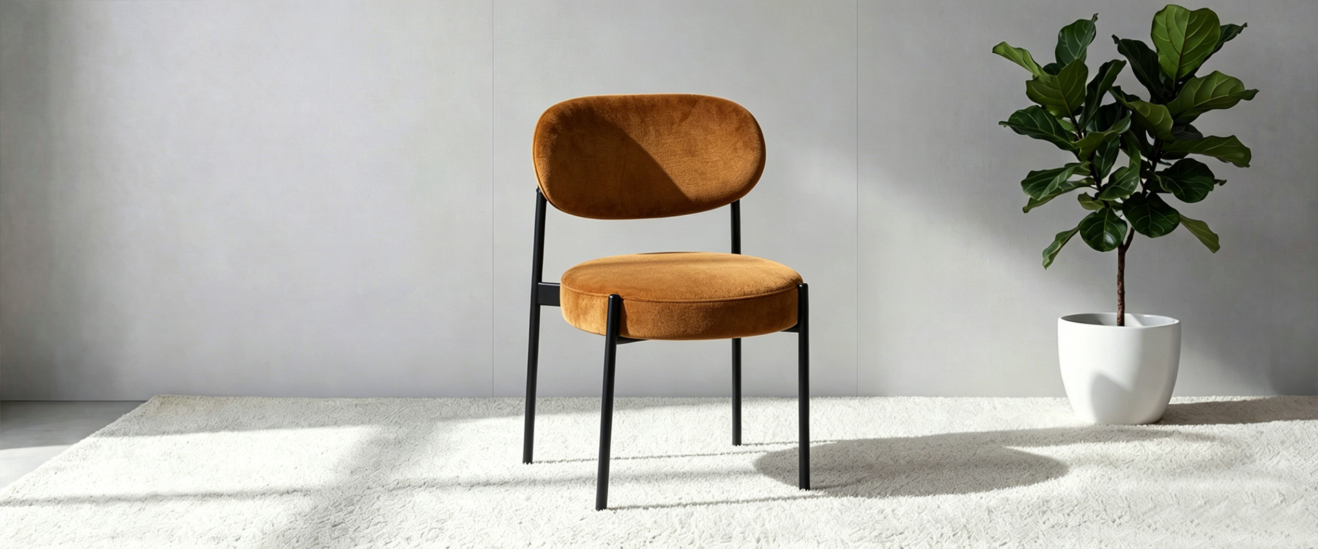 Curved Oval Back Accent Chair Premium Velvet Upholstery 