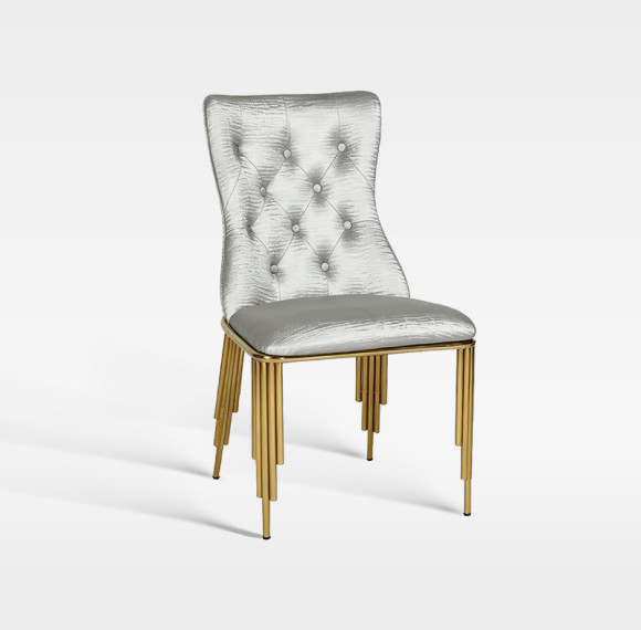 Elegant Button Tuft Fabric Upholstered Dining Chair Hotel Banquet Furniture