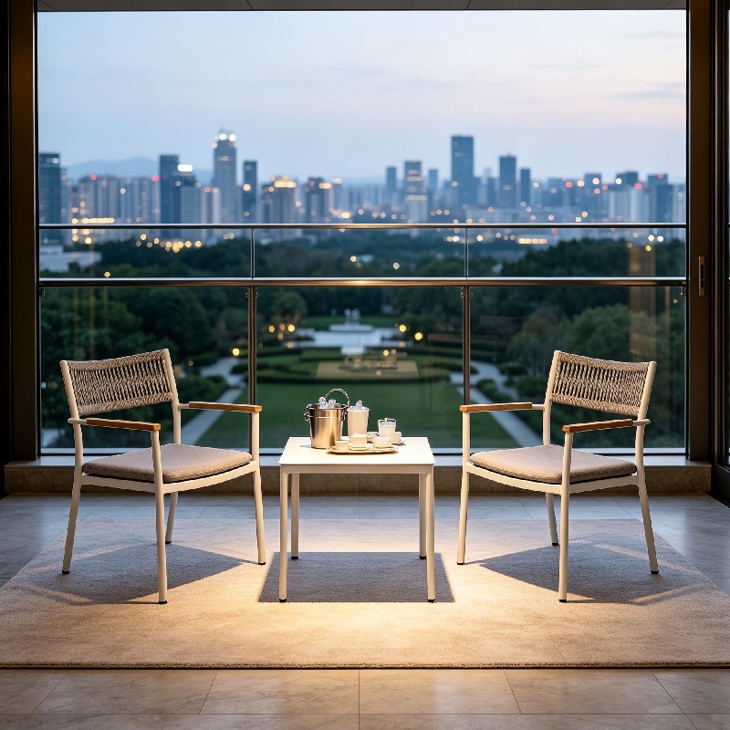 Space Saving Urban Hotel Balcony Furniture Set For Guest Room