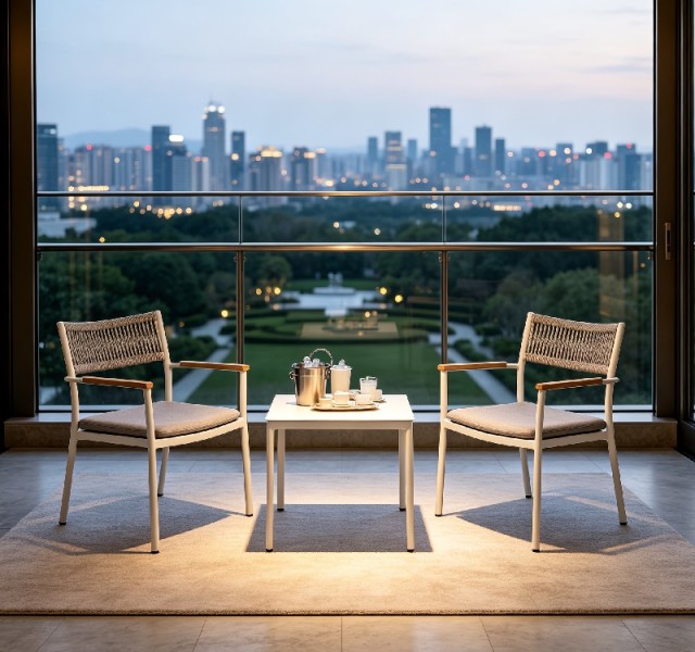Space Saving Urban Hotel Balcony Furniture Set For Guest Room