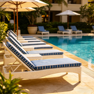 Water-Resistant Outdoor Lounge Chair For Hotel Pool Decks And Terraces