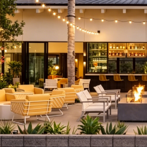Comfortable Outdoor Leisure Chair With Weatherproof Fabric For Hotel Resort Terraces