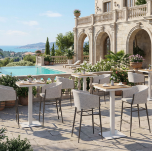 Weatherproof Outdoor Bar Height Table For Hotel And Resort