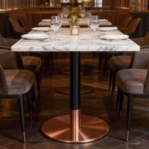 Stainless Steel Round Table Base -Brushed Rose Gold  Pedestal for Dining & Cafe