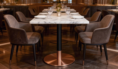 Stainless Steel Round Table Base -Brushed Rose Gold  Pedestal for Dining & Cafe