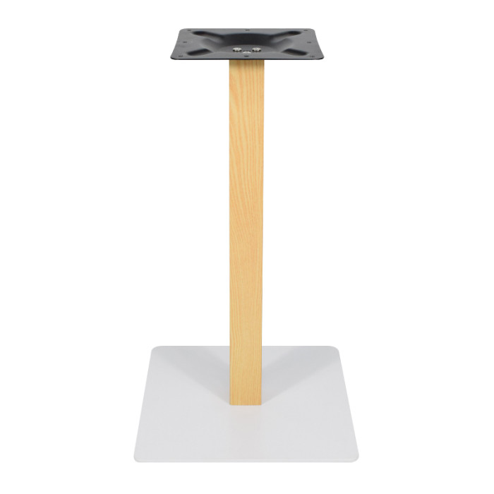 Modern Square  Table Base | Light Oak Column with White Square Pedestal for Cafe & Dining Tables