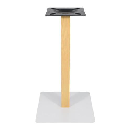 Modern Square  Table Base | Light Oak Column with White Square Pedestal for Cafe & Dining Tables