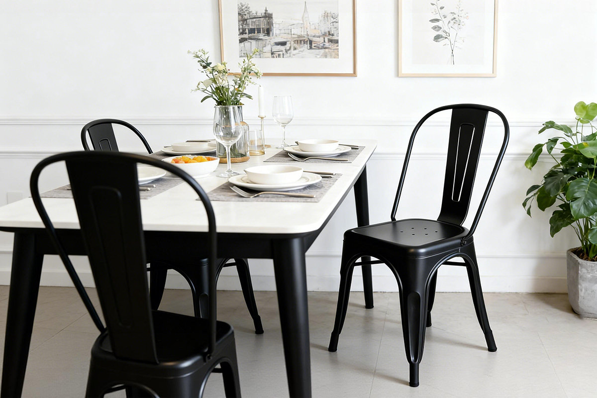 Wholesale black metal dining chairs in a restaurant by AEONTI