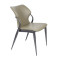 Modern Upholstered Dining Chair with Metal Legs | Light Taupe Leather-Look Accent Chair