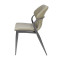 Modern Upholstered Dining Chair with Metal Legs | Light Taupe Leather-Look Accent Chair