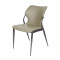 Modern Upholstered Dining Chair with Metal Legs | Light Taupe Leather-Look Accent Chair
