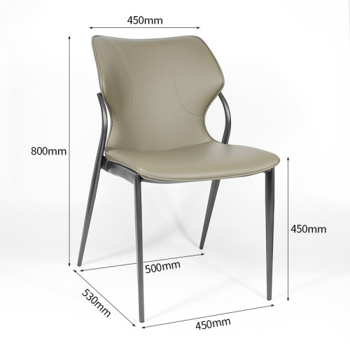 Modern Upholstered Dining Chair with Metal Legs | Light Taupe Leather-Look Accent Chair