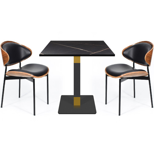 Black Marble Effect Table Top with Gold Veining | Wood Coffee Table Top