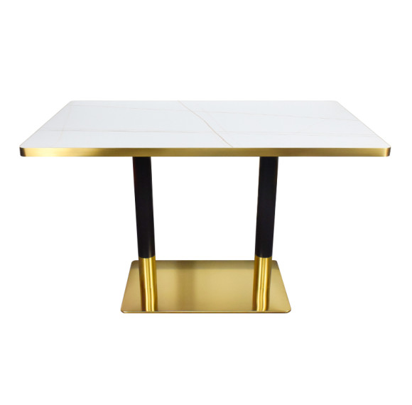 Modern Black & Gold Cafe Table | Rectangular Dining Table