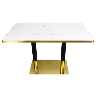 Modern Black & Gold Cafe Table | Rectangular Dining Table