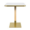 Modern Square Dining Table with White Sintered StoneTable Top & Gold Base | Square Restaurant Tables