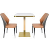 Modern Square Dining Table with White Sintered StoneTable Top & Gold Base | Square Restaurant Tables