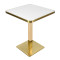 Modern Square Dining Table with White Sintered StoneTable Top & Gold Base | Square Restaurant Tables