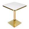 Modern Square Dining Table with White Sintered StoneTable Top & Gold Base | Square Restaurant Tables