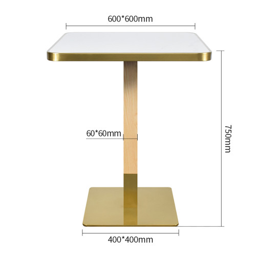 Modern Square Dining Table with White Sintered StoneTable Top & Gold Base | Square Restaurant Tables
