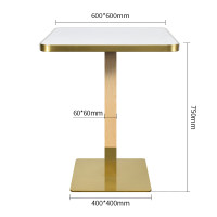Modern Square Dining Table with White Sintered StoneTable Top & Gold Base | Square Restaurant Tables