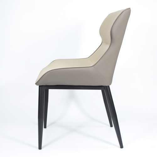 Beige & Grey Upholstered Chair with Black Metal Legsr | Modern Upholstered Dining Chairs