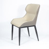 Beige & Grey Upholstered Chair with Black Metal Legsr | Modern Upholstered Dining Chairs