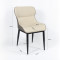 Beige & Grey Upholstered Chair with Black Metal Legsr | Modern Upholstered Dining Chairs