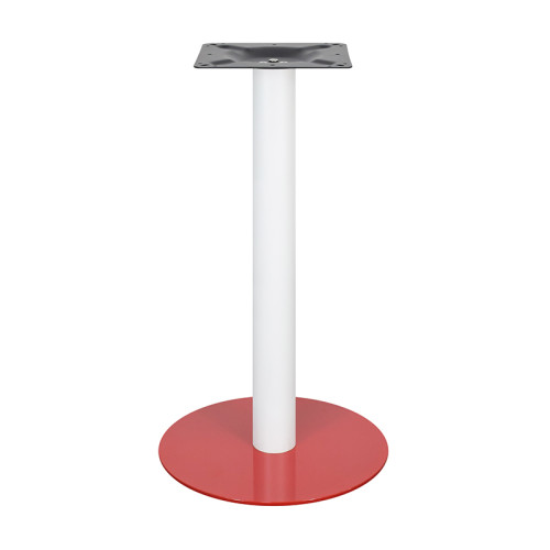 Metal Coffee Table Legs | White Column & Red Base Single Pedestal for Cafe & Dining