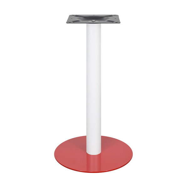 Commercial Dining Table Base | White Column & Red Base Single Pedestal for Cafe & Dining