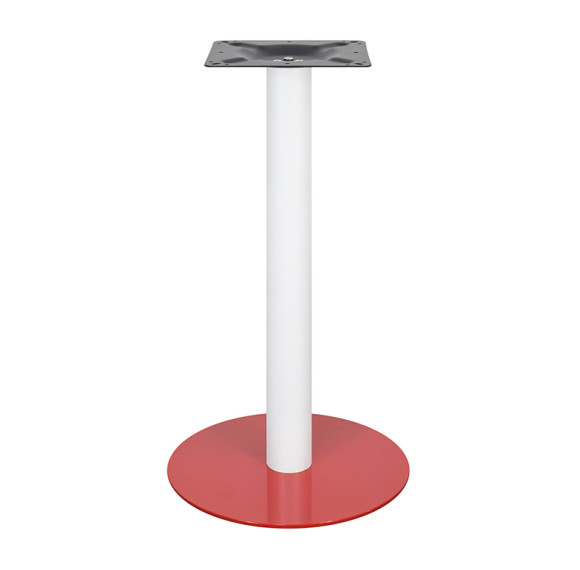 Metal Coffee Table Legs | White Column & Red Base Single Pedestal for Cafe & Dining