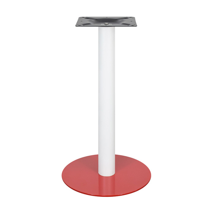 Metal Coffee Table Legs | White Column & Red Base Single Pedestal for Cafe & Dining