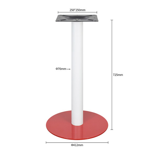 Metal Coffee Table Legs | White Column & Red Base Single Pedestal for Cafe & Dining