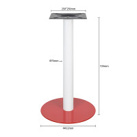 Commercial Dining Table Base | White Column & Red Base Single Pedestal for Cafe & Dining