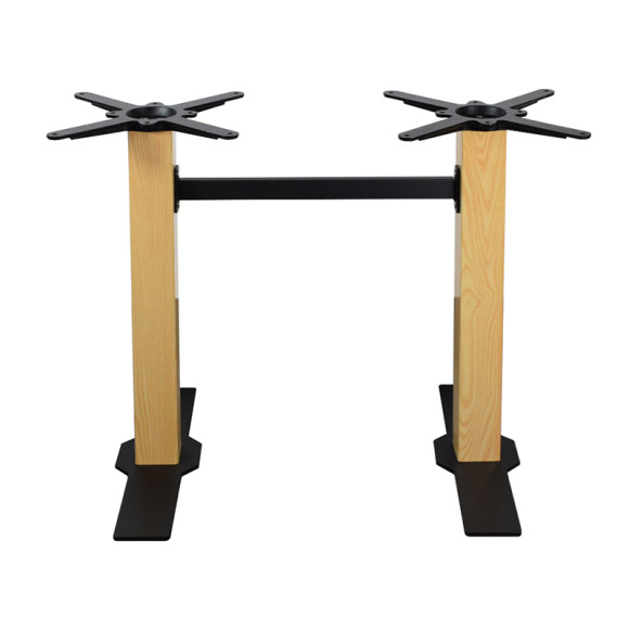 Heavy Duty Metal Table Legs | Dual Column Wood Veneer Table Base