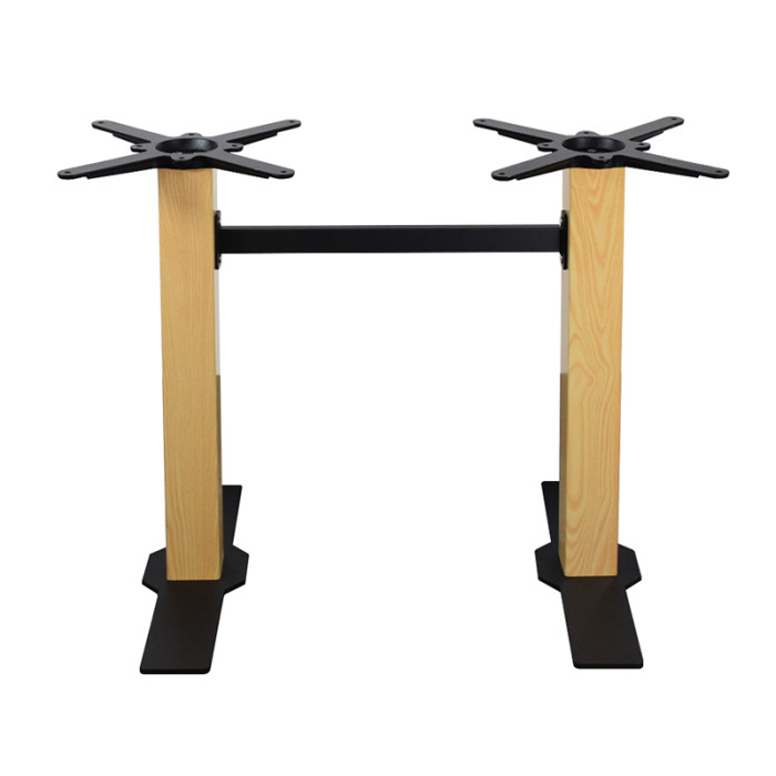 Heavy Duty Metal Table Legs | Dual Column Wood Veneer Table Base
