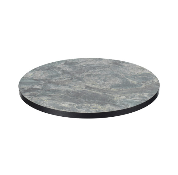 Round Wood Table Top | Grey Stone Pattern Melamine Board with Black PVC Edge