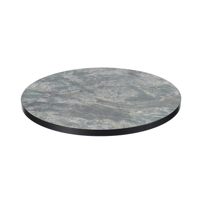 Round Wood Table Top | Grey Stone Pattern Melamine Board with Black PVC Edge