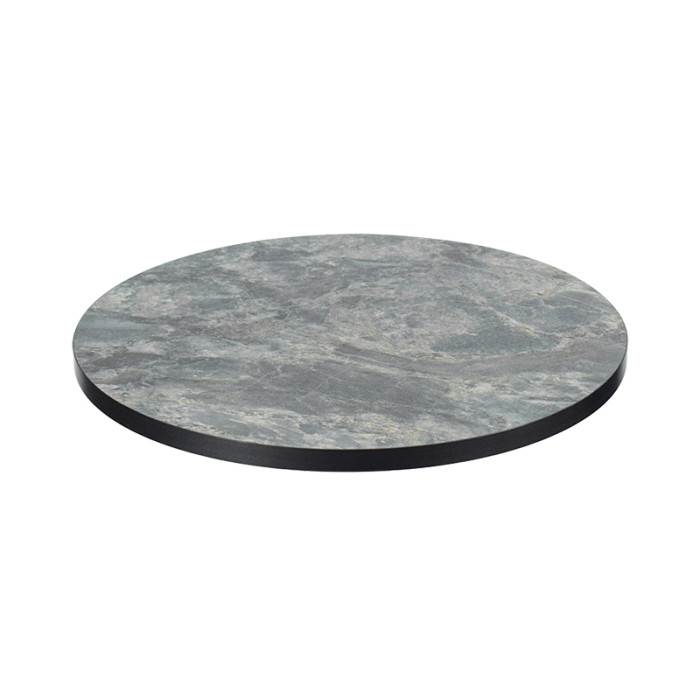 Round Wood Table Top | Grey Stone Pattern Melamine Board with Black PVC Edge