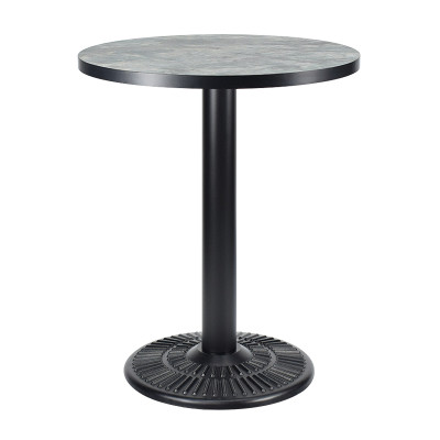 Round Wood Table Top | Grey Stone Pattern Melamine Board with Black PVC Edge