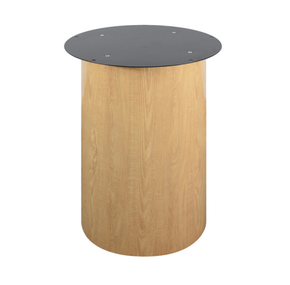 Modern Cylindrical Wood Veneer Table Base | Metal Table Base