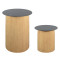 Modern Cylindrical Wood Veneer Table Base |  Metal Table Base