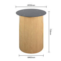 Modern Cylindrical Wood Veneer Table Base |  Metal Table Base